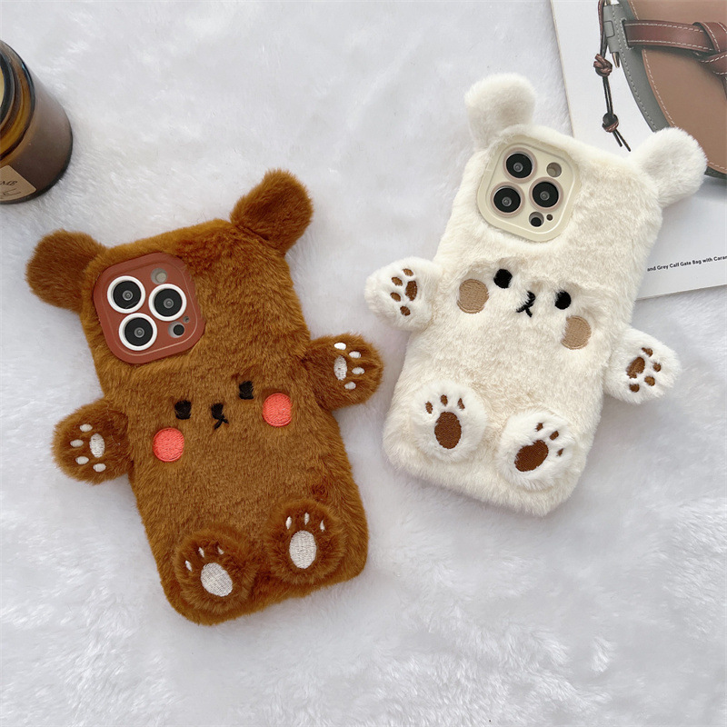 Korean 3D Cartoon Bear Fluffy  – обзор и цена Phone Cases Iphone 15