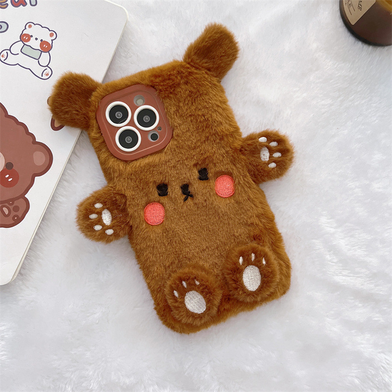 Korean 3D Cartoon Bear Fluffy  – обзор и цена Phone Cases Iphone 15